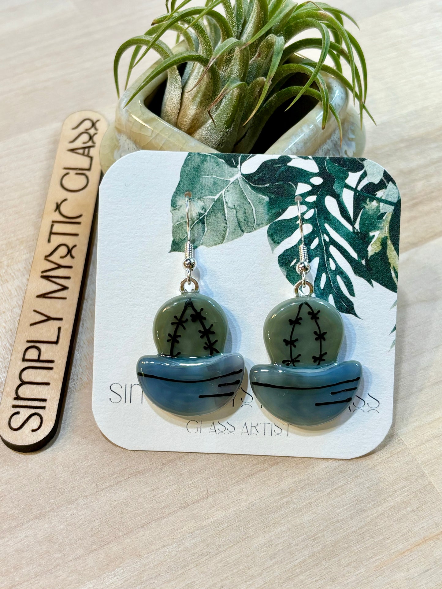 Cactus glass earrings