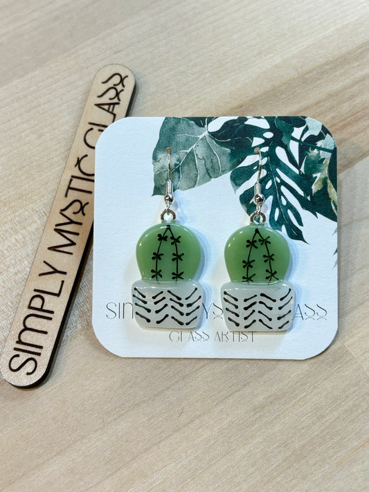 Cactus glass earrings