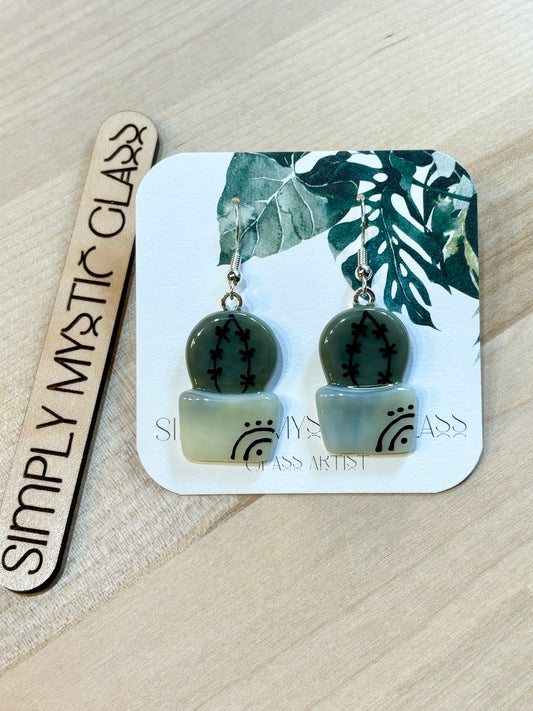 Cactus glass earrings