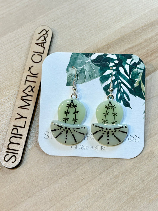 Cactus glass earrings