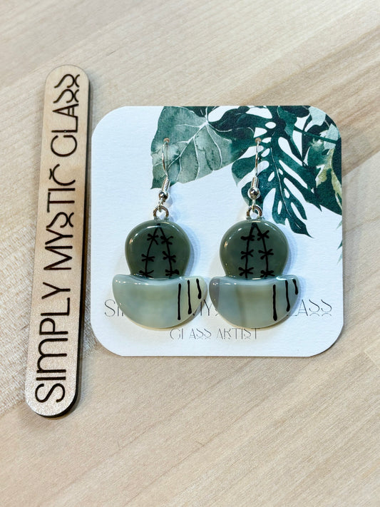 Cactus glass earrings