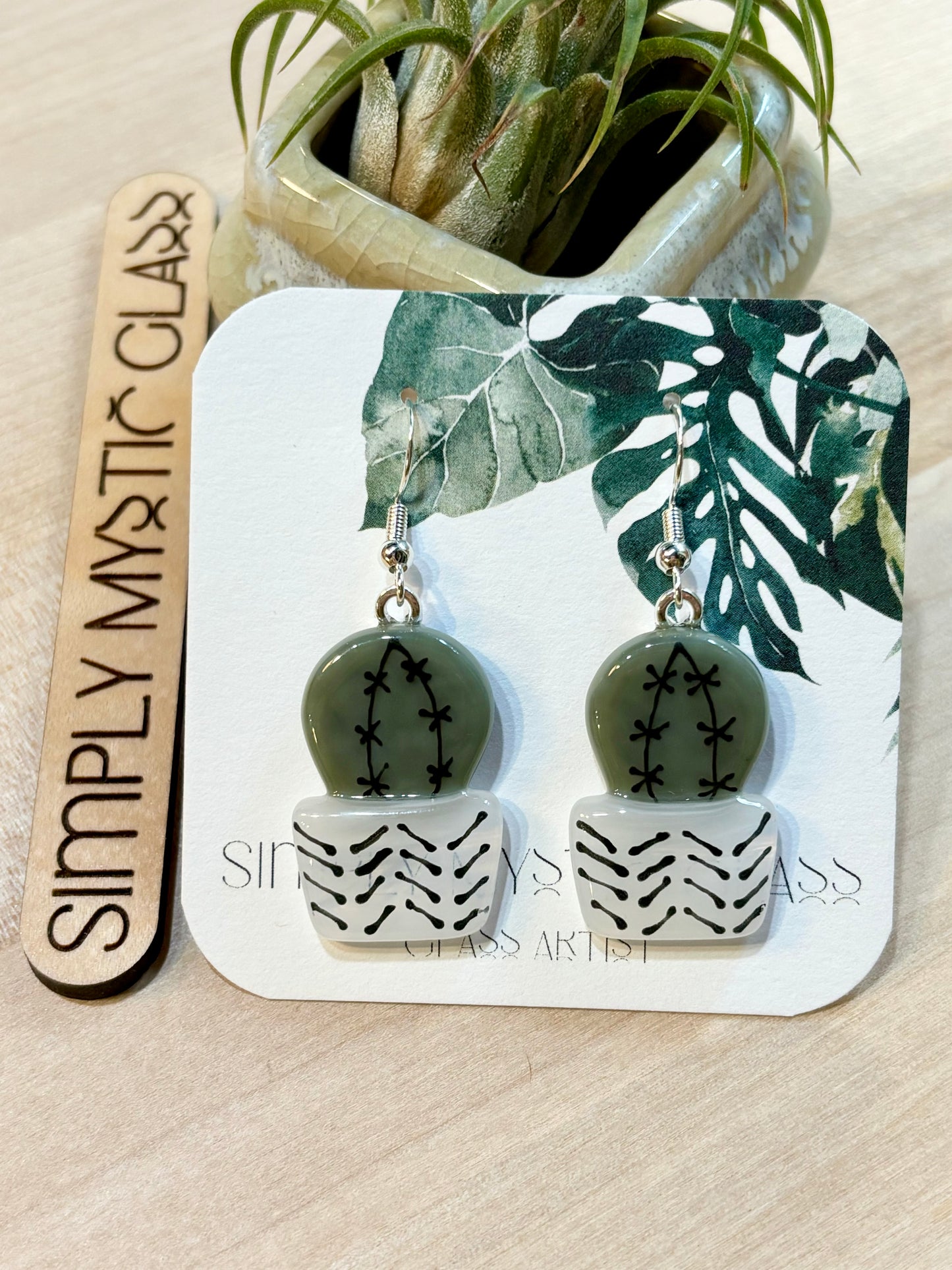 Cactus glass earrings