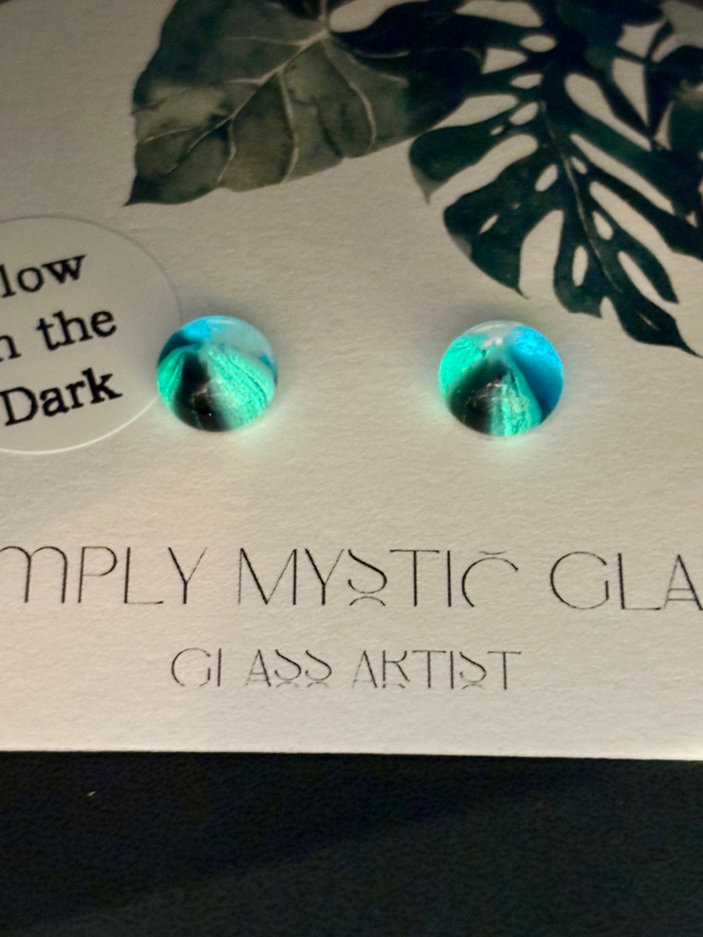 Glow in the dark glass earrings