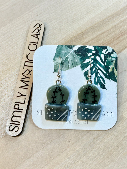 Cactus glass earrings