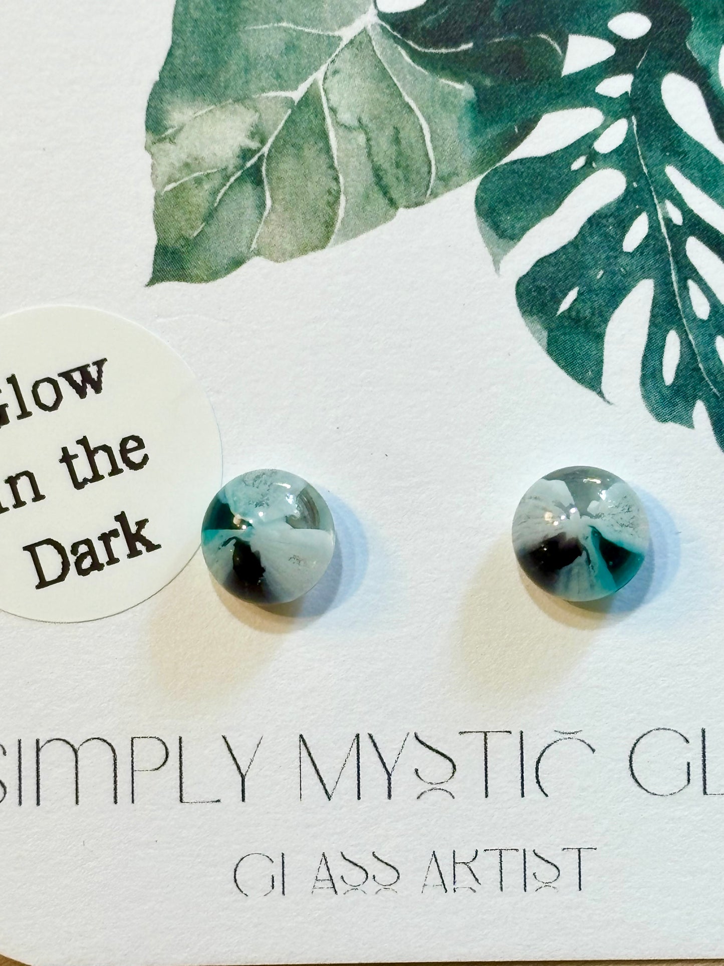 Glow in the dark glass earrings