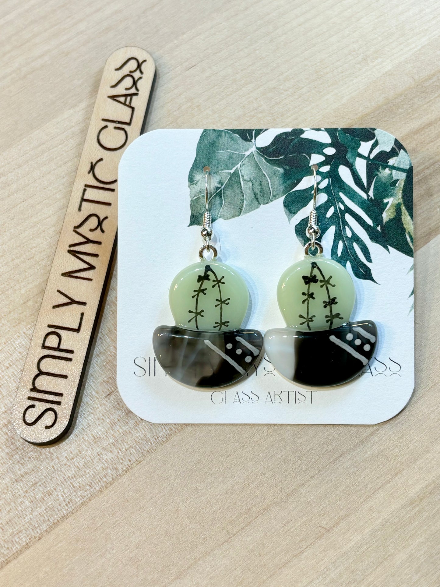 Cactus glass earrings