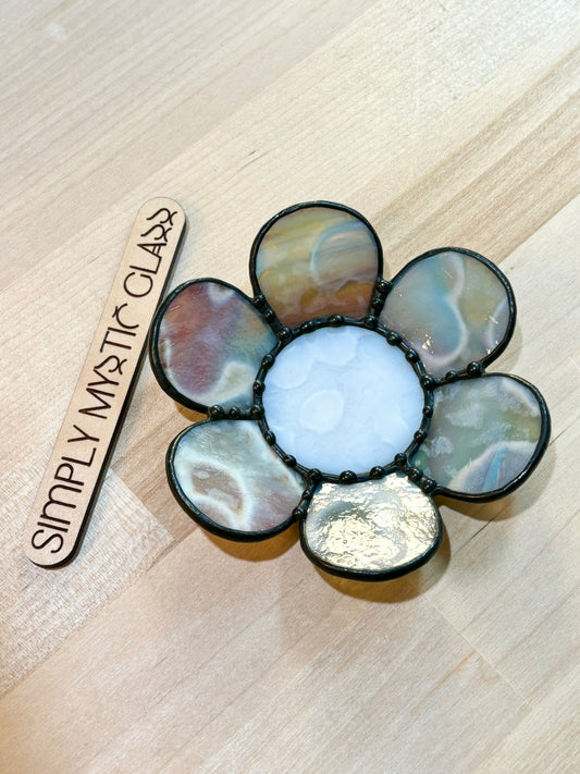 Stained glass flower trinket dish