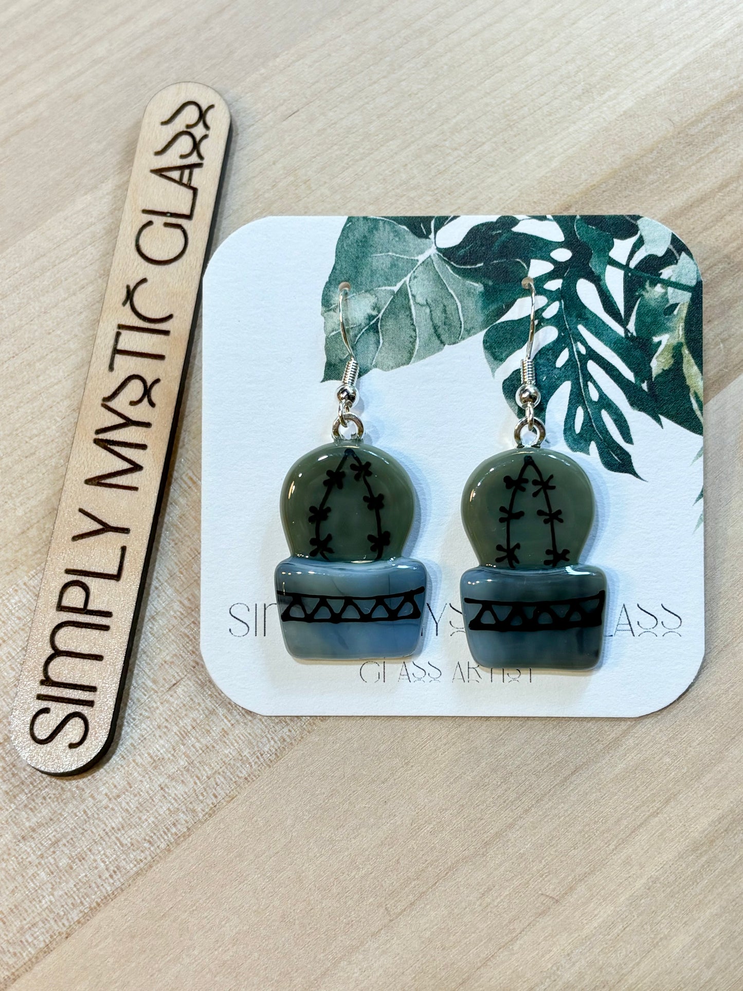 Cactus glass earrings