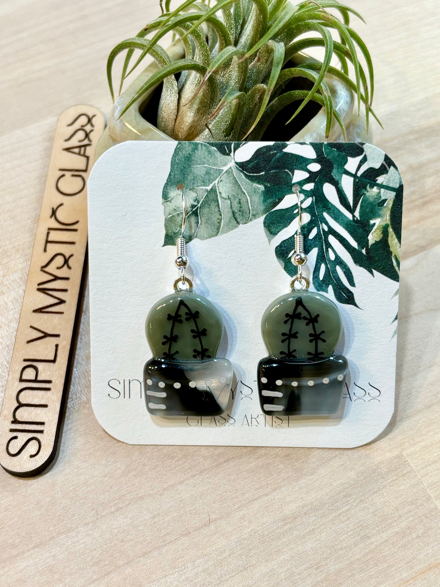 Cactus glass earrings