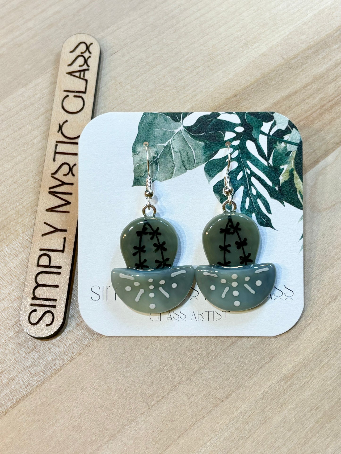 Cactus glass earrings