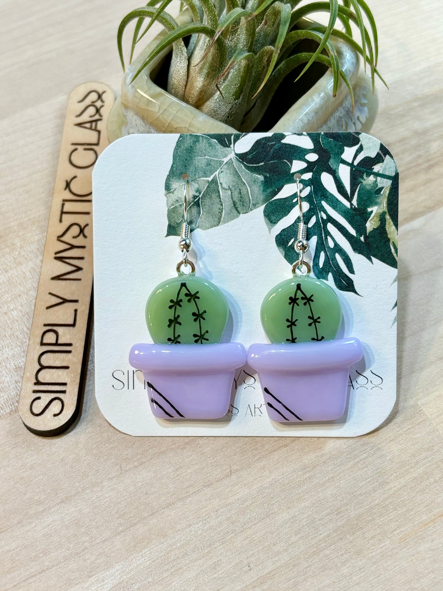 Cactus glass earrings