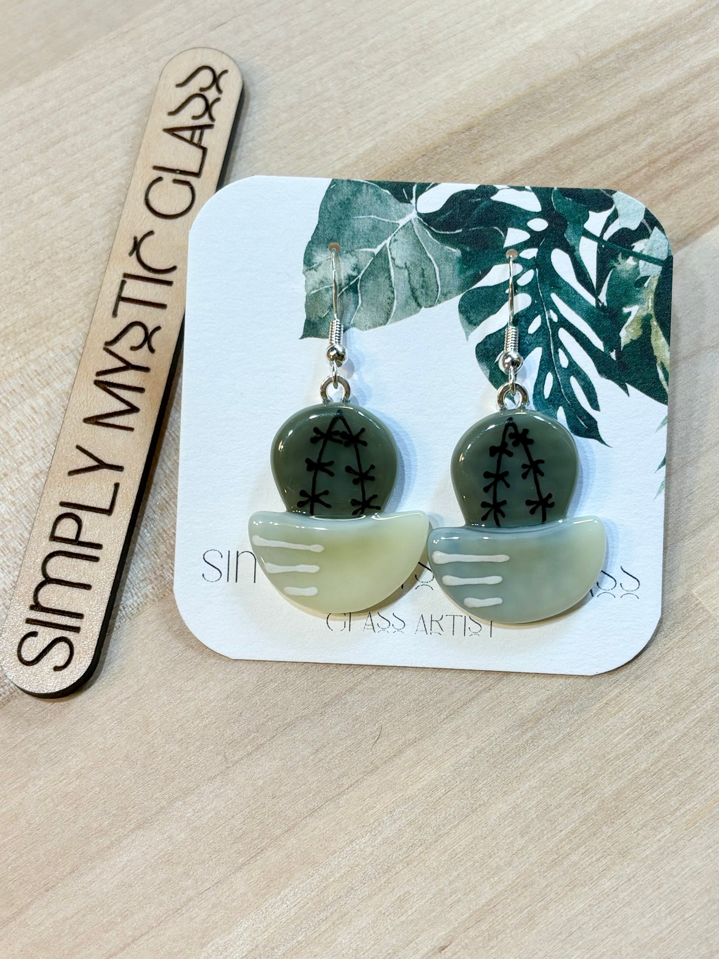 Cactus glass earrings