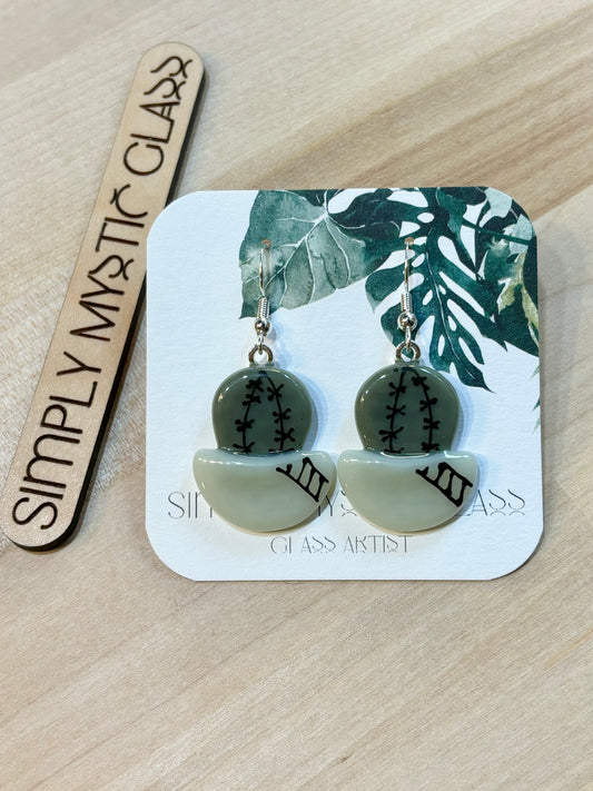 Cactus glass earrings