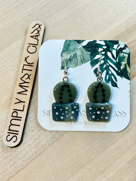 Cactus glass earrings