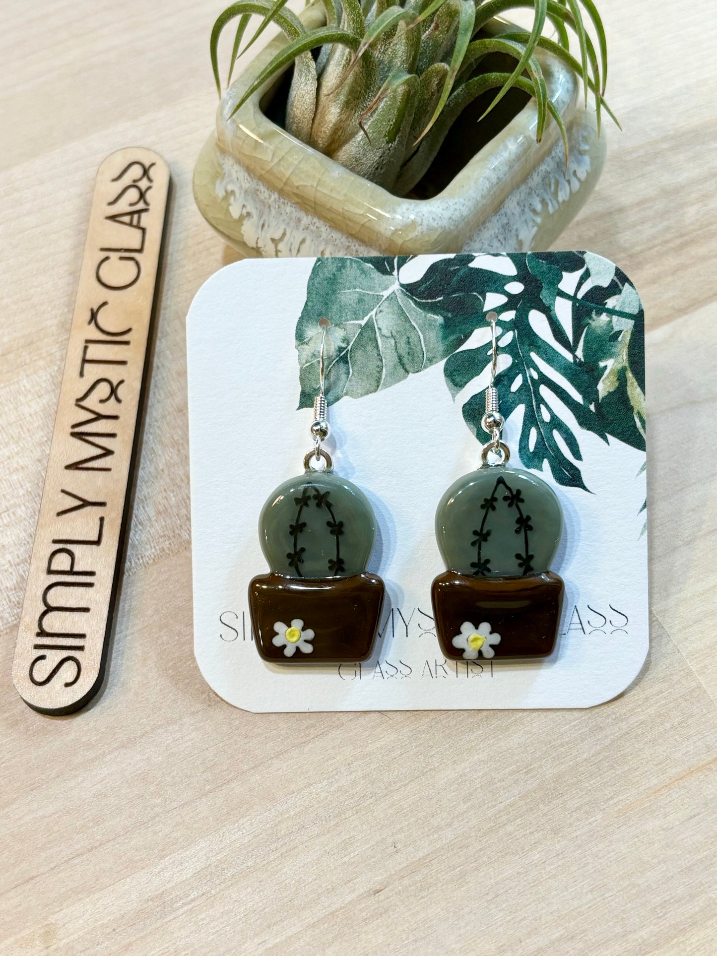 Cactus glass earrings