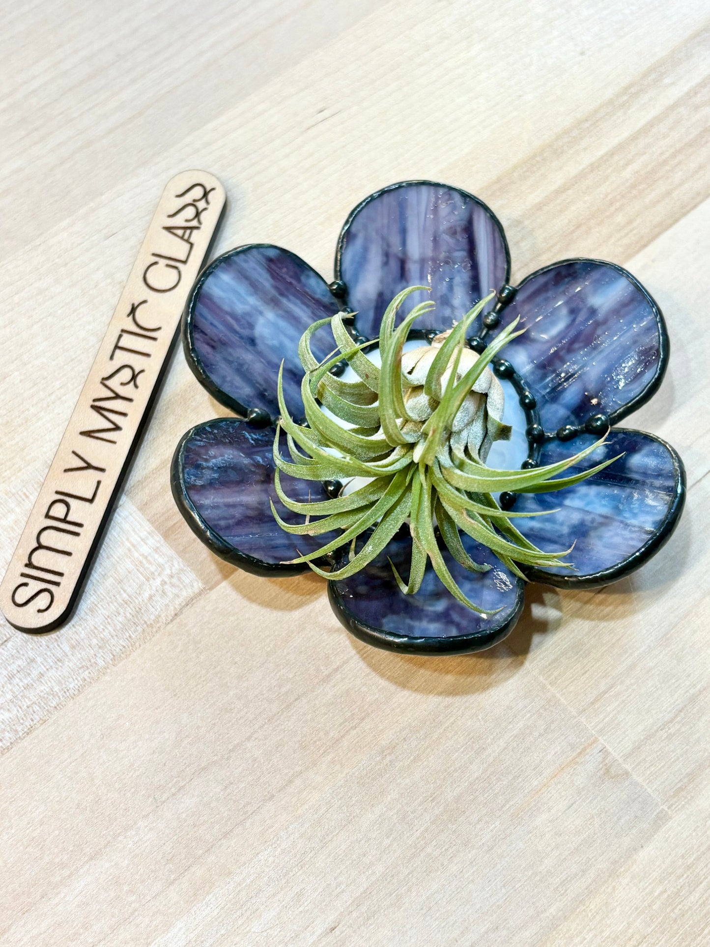 Stained glass flower trinket dish