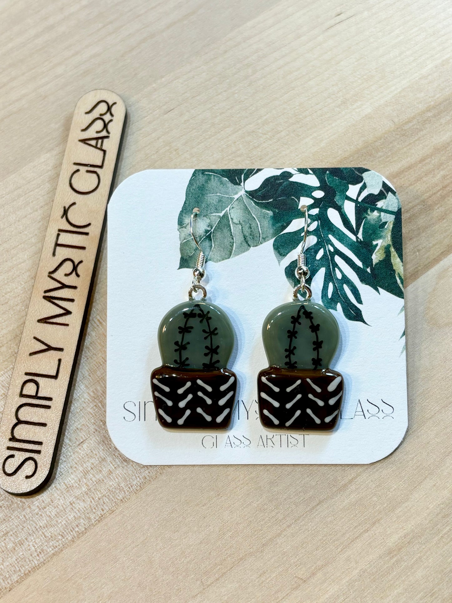 Cactus glass earrings