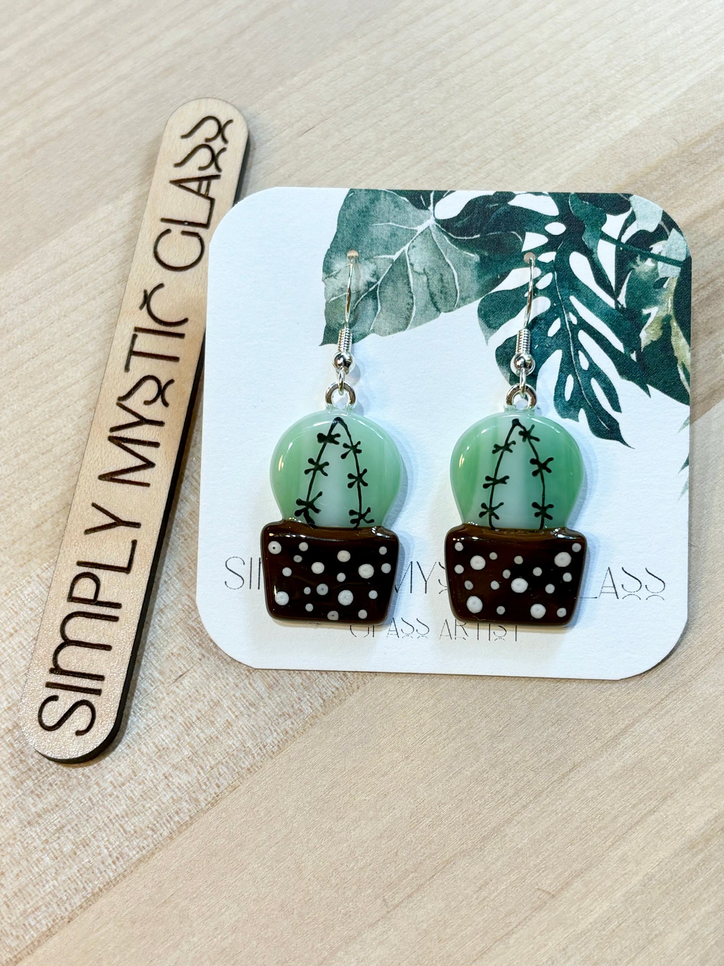 Cactus glass earrings