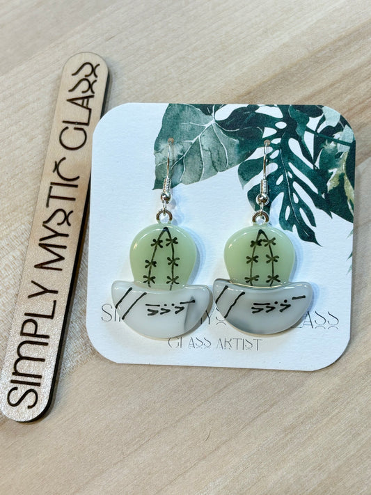 Cactus glass earrings