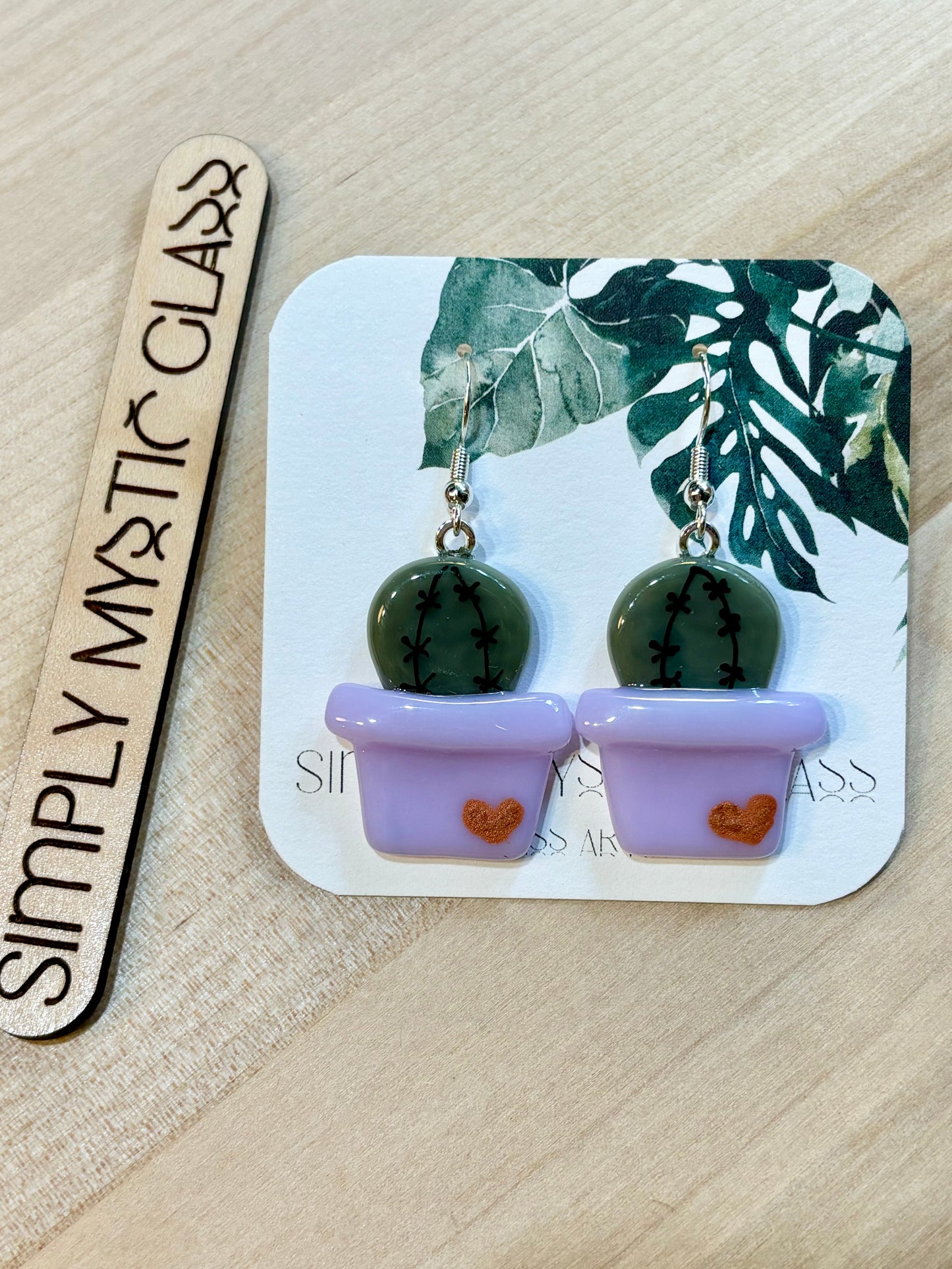 Cactus glass earrings