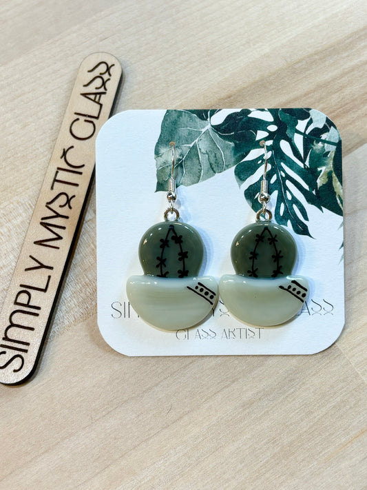 Cactus glass earrings