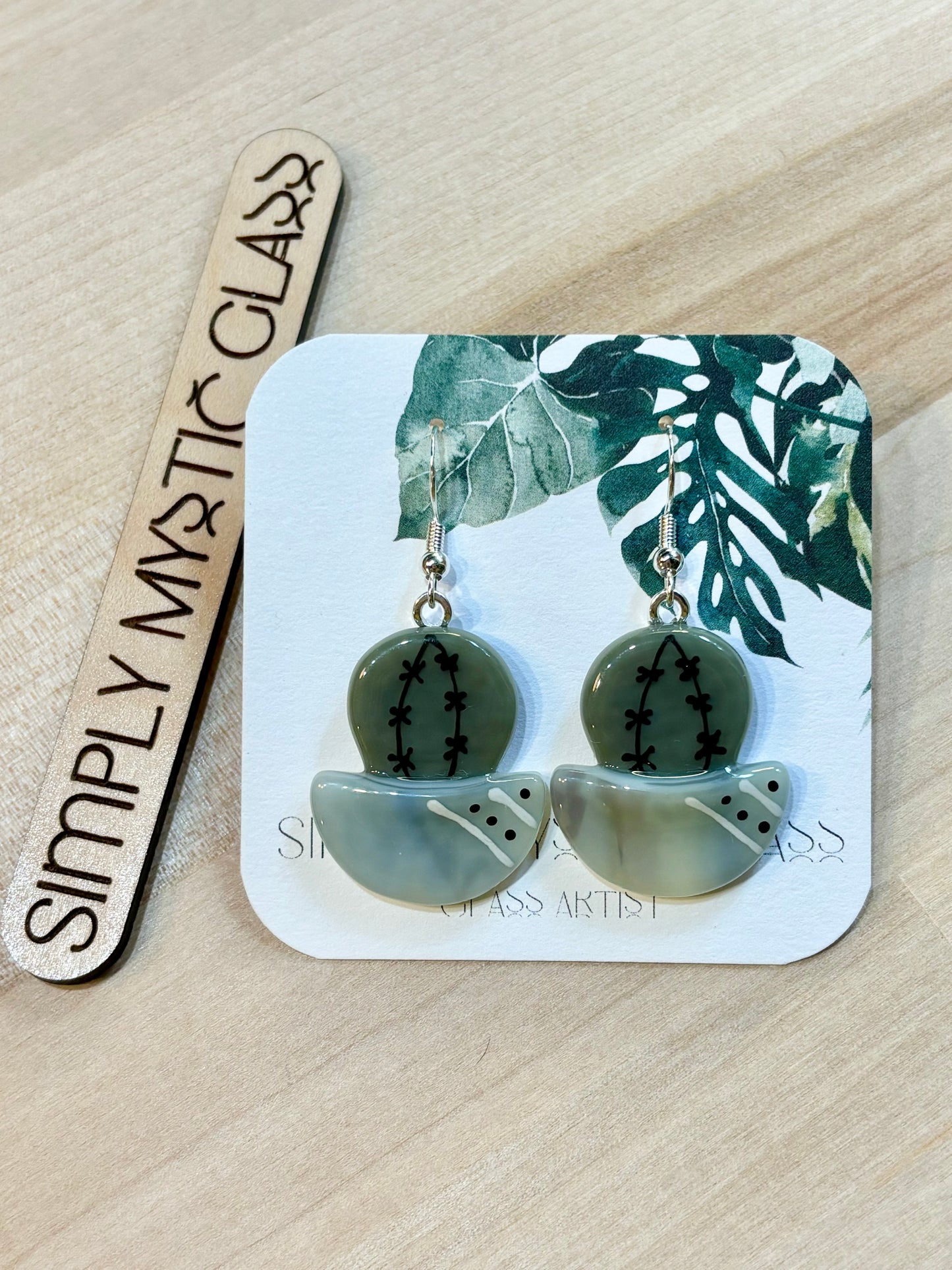 Cactus glass earrings