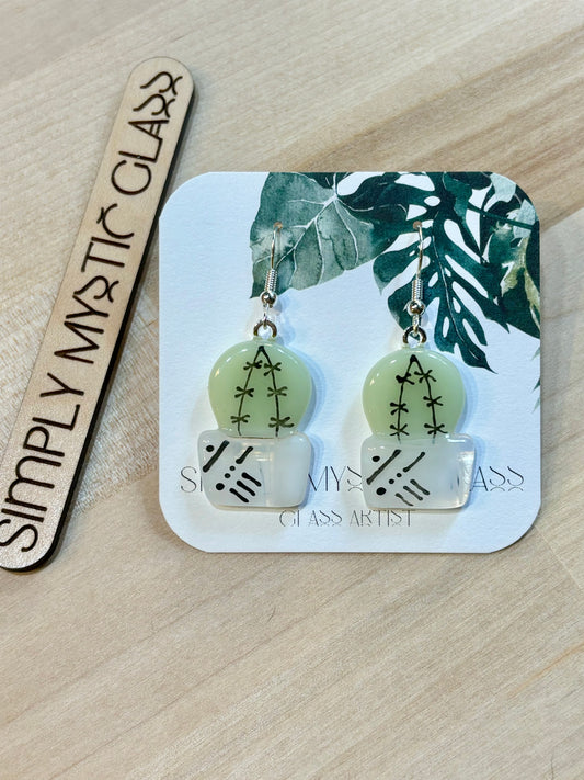 Cactus glass earrings