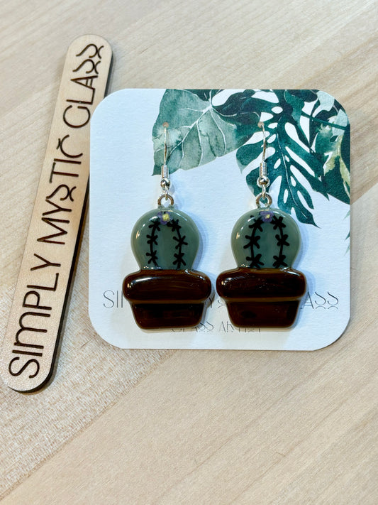 Cactus glass earrings