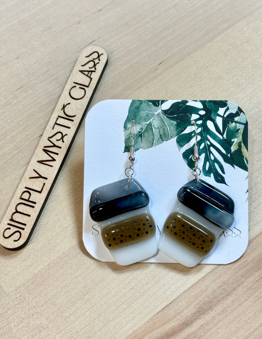 Coffee cup glass earrings