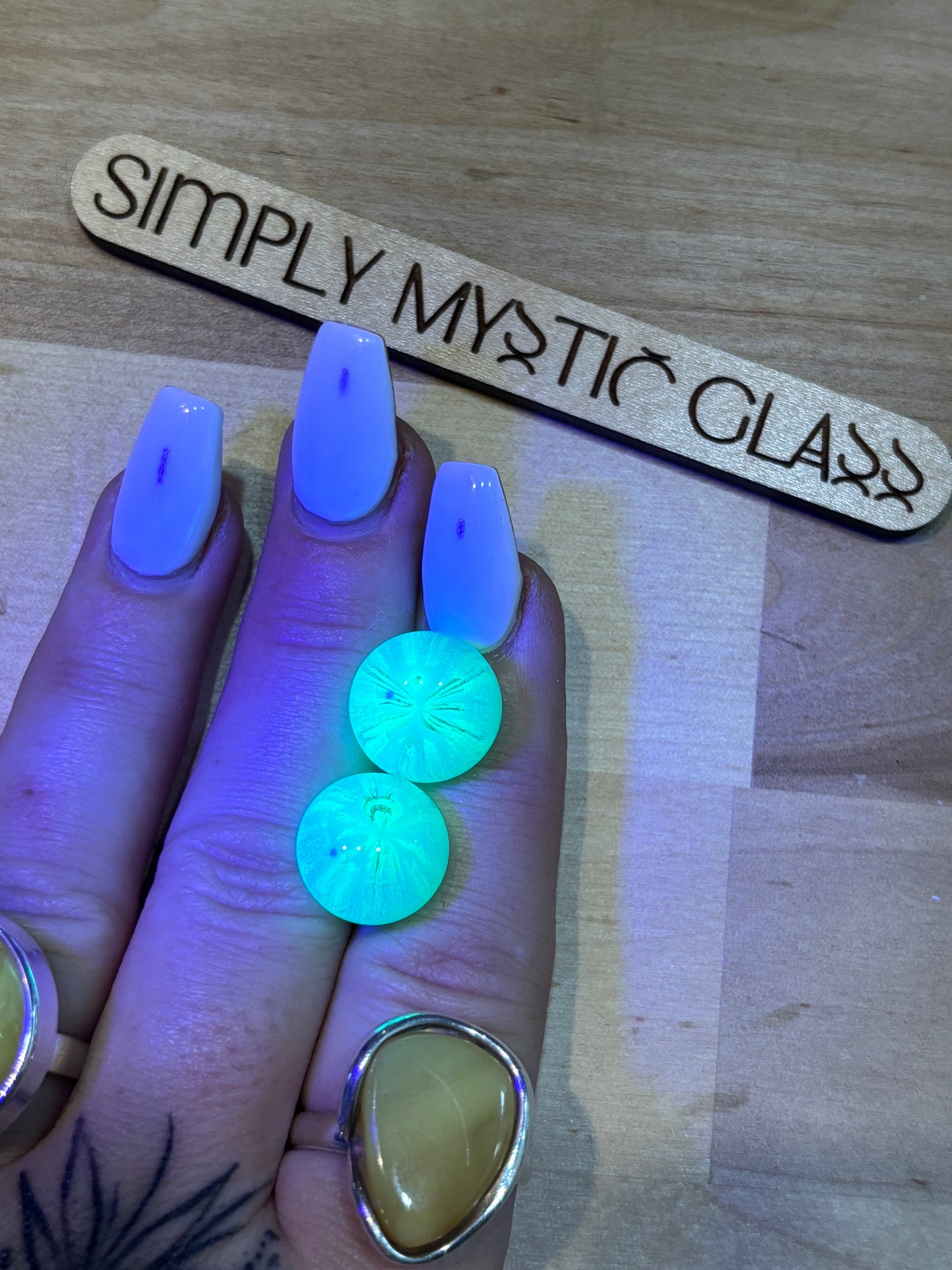 Glow in the dark glass earrings