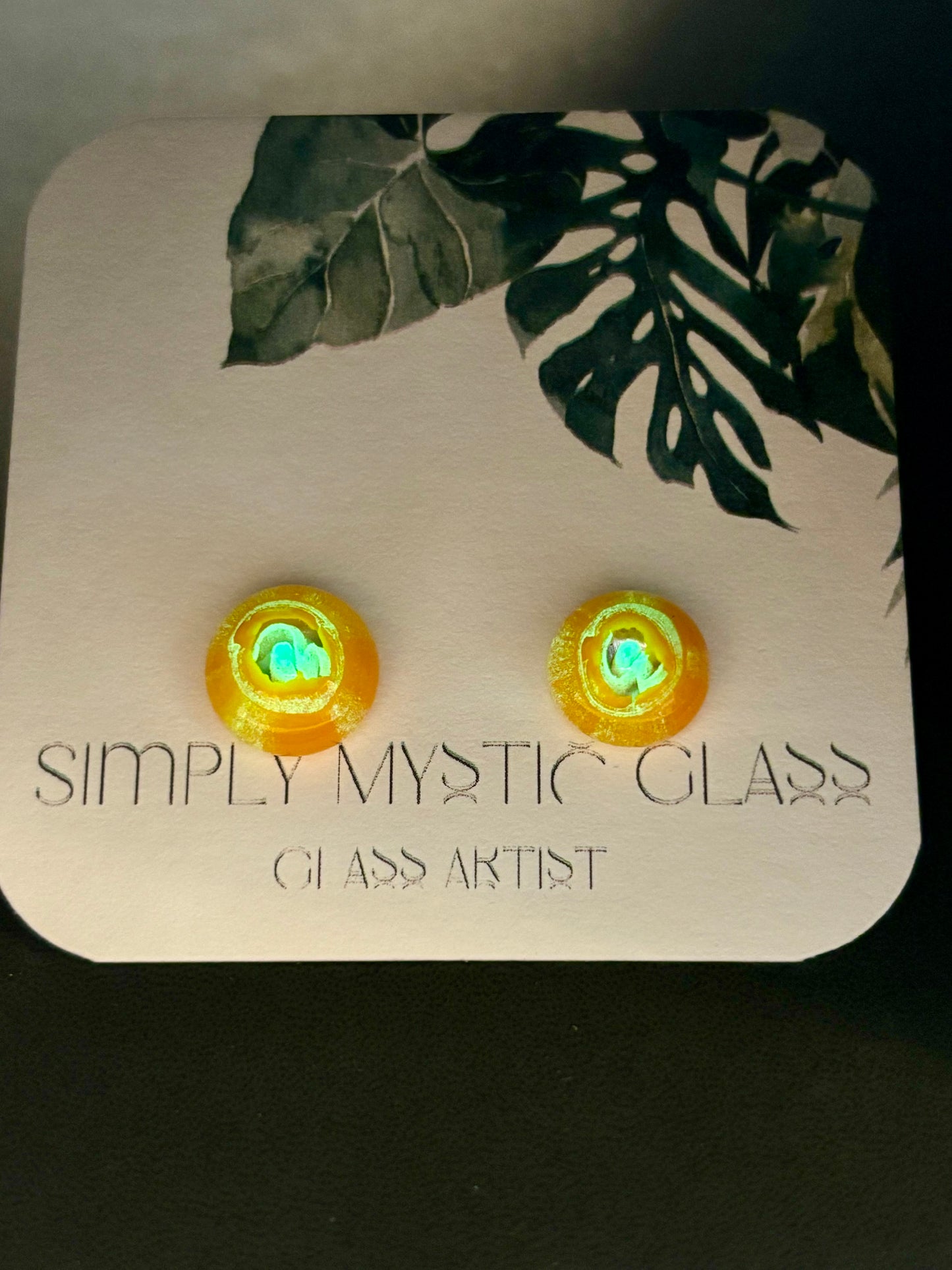 Glow in the dark glass earrings