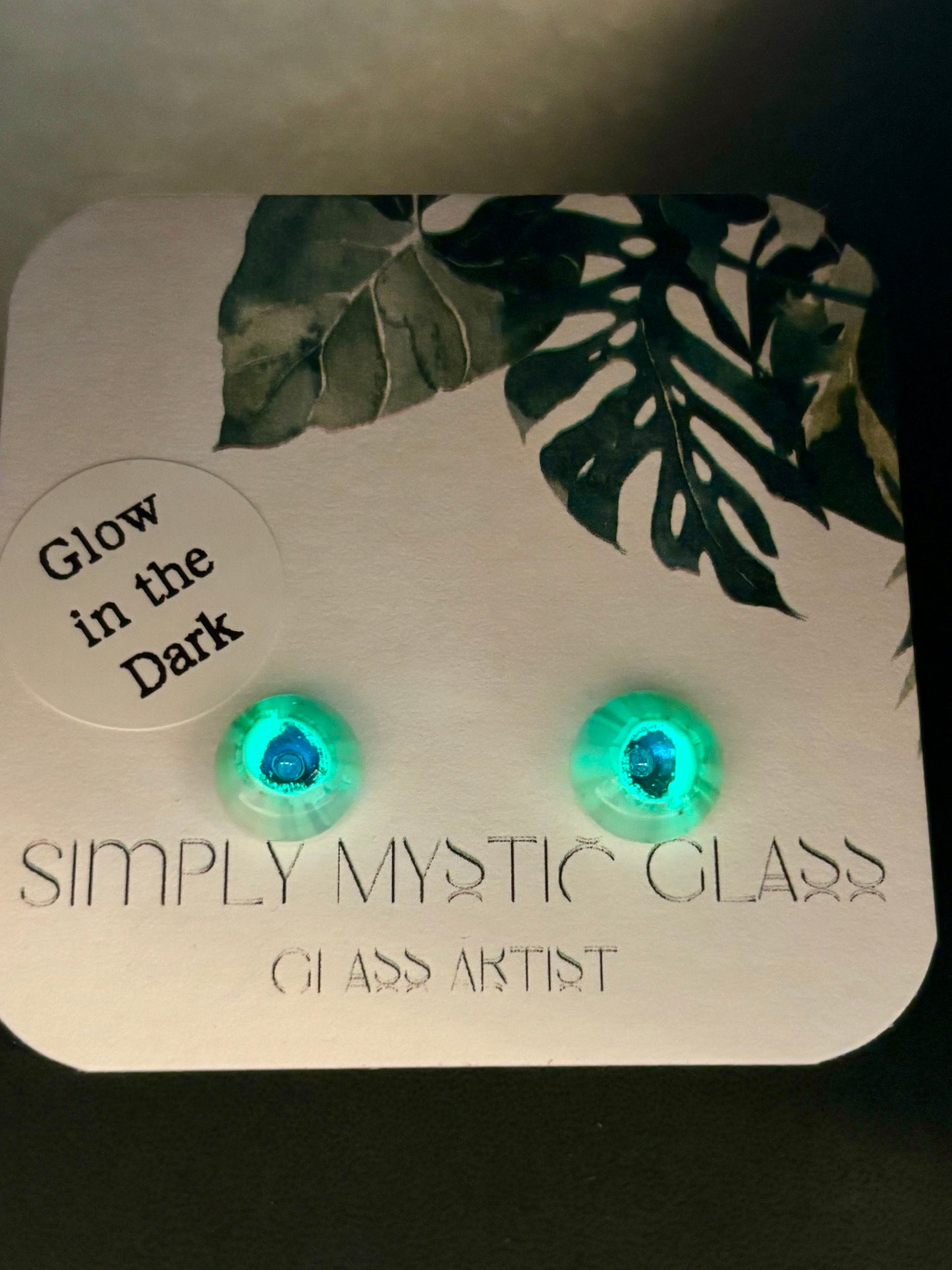 Glow in the dark glass earrings