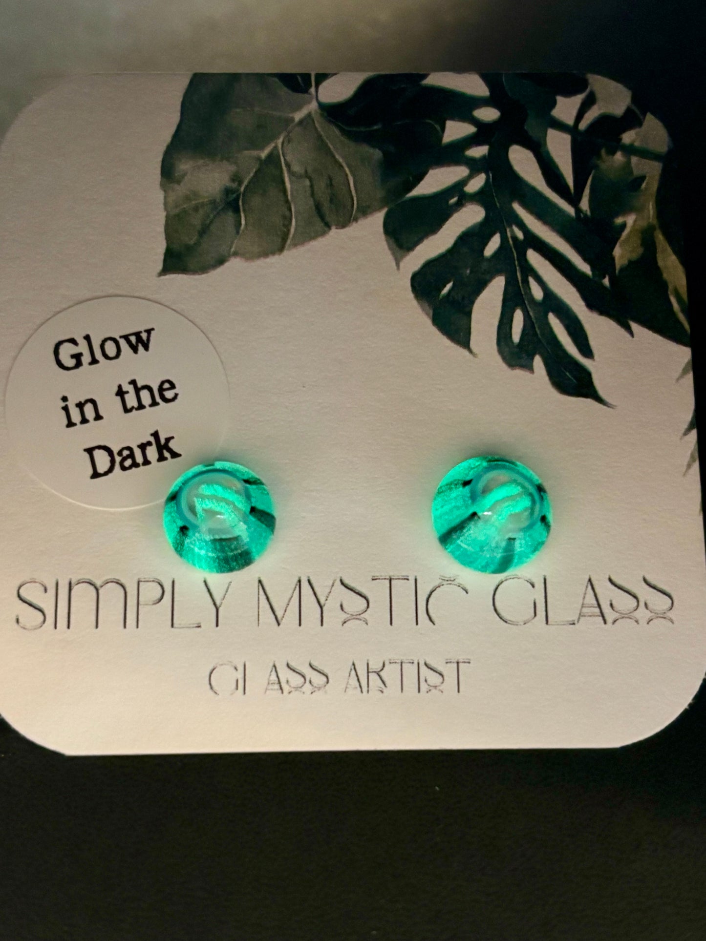 Glow in the dark glass earrings