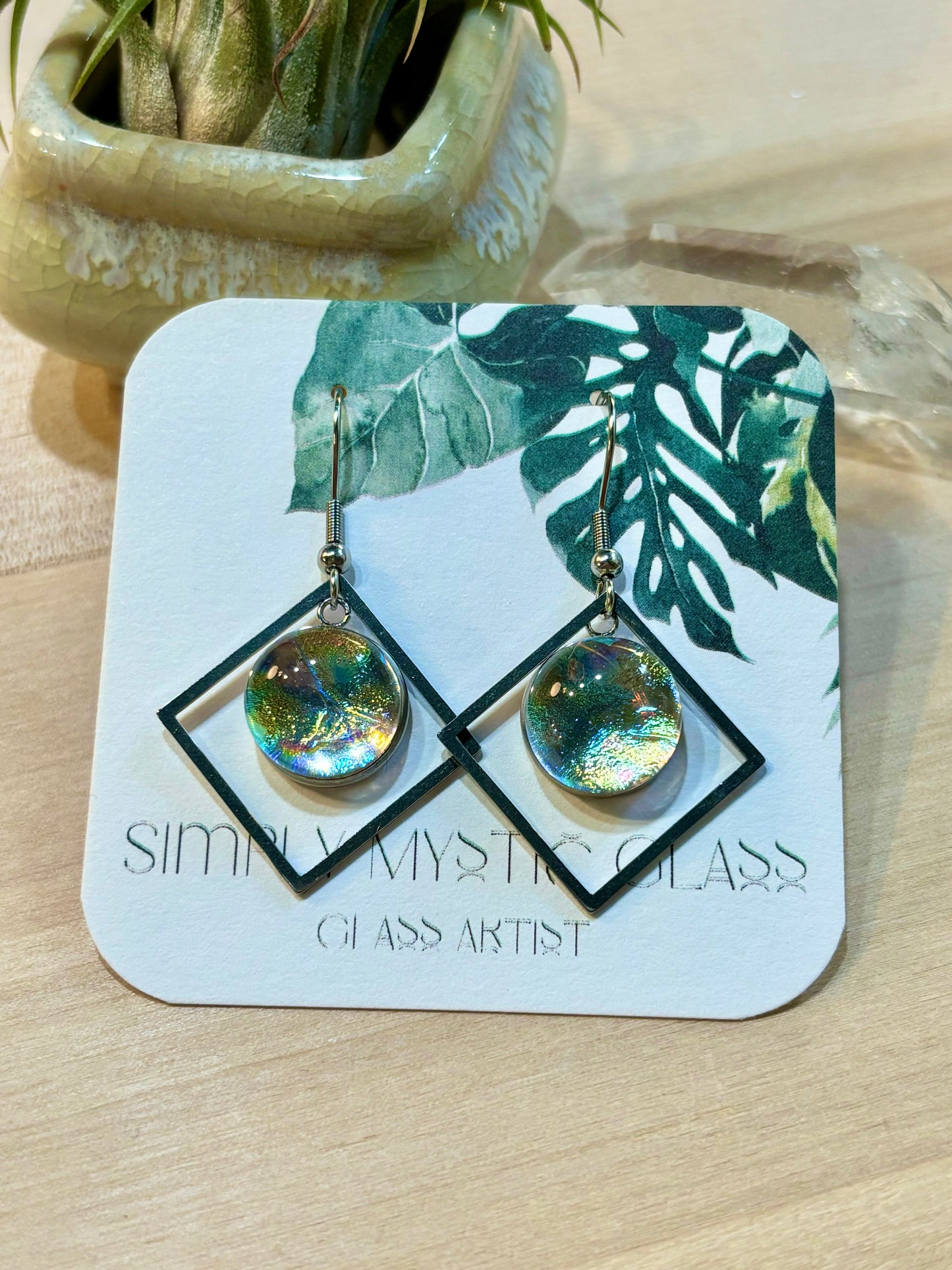 Dichroic glass earrings