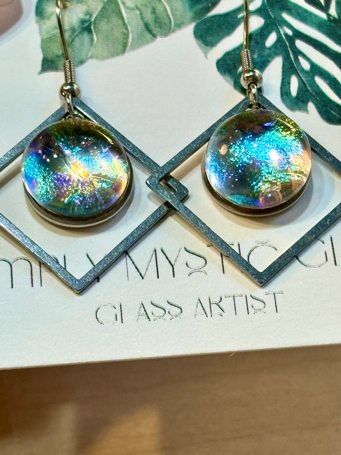 Dichroic glass earrings