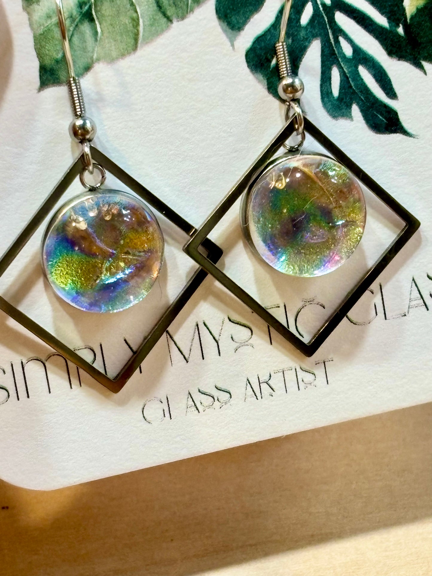 Dichroic glass earrings