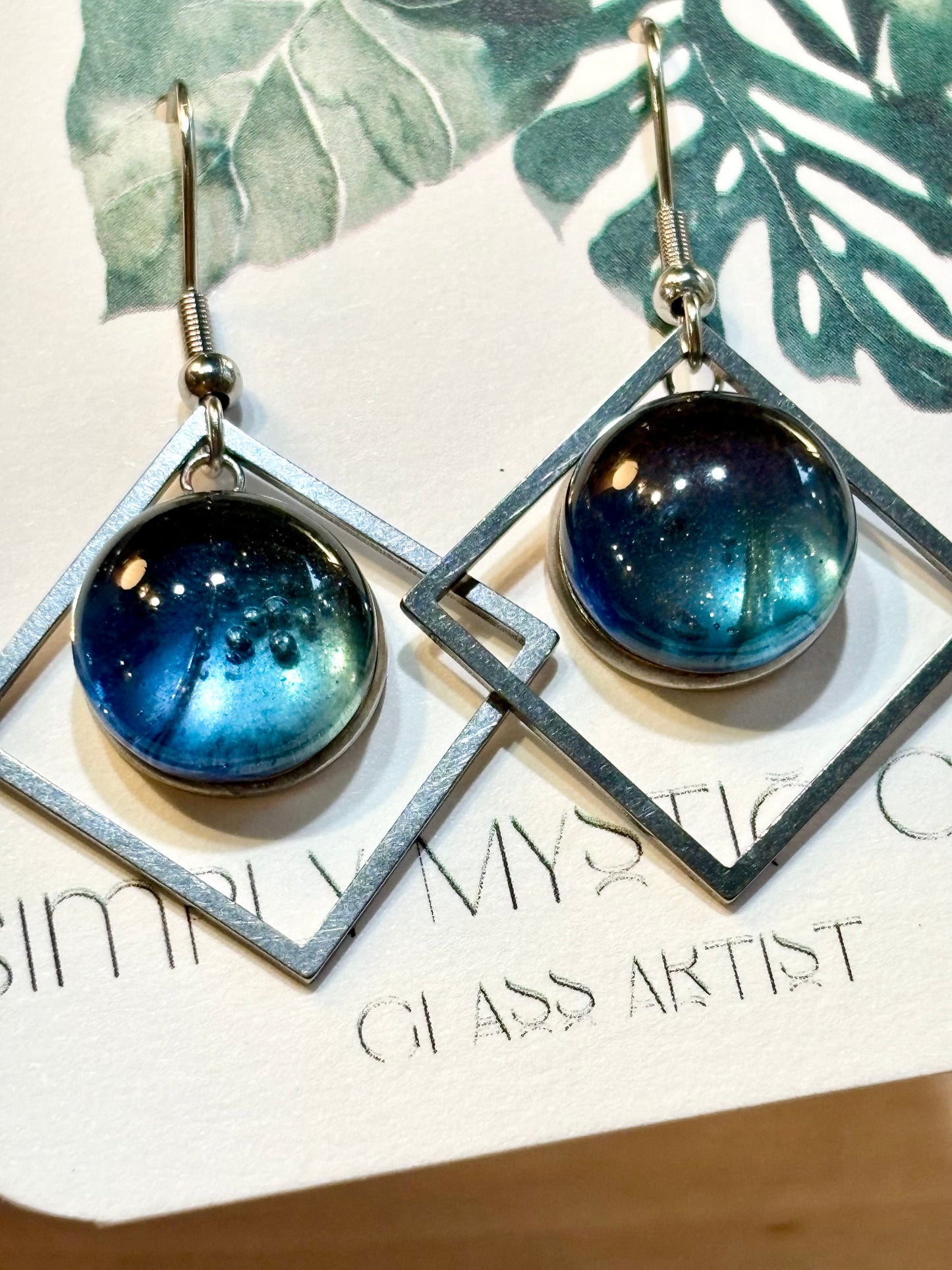 Blue glass earrings