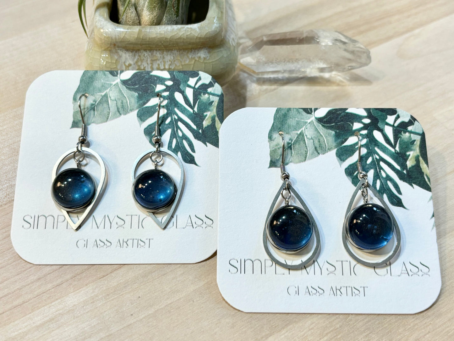 Blue glass earrings