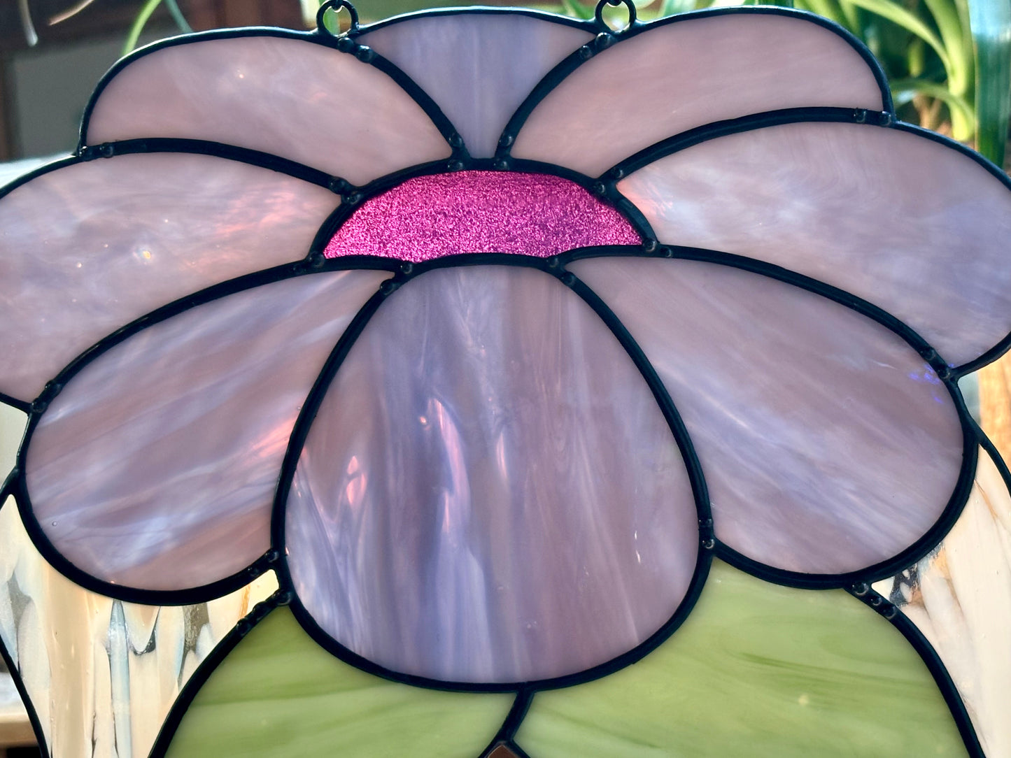 Purple stained glass flower