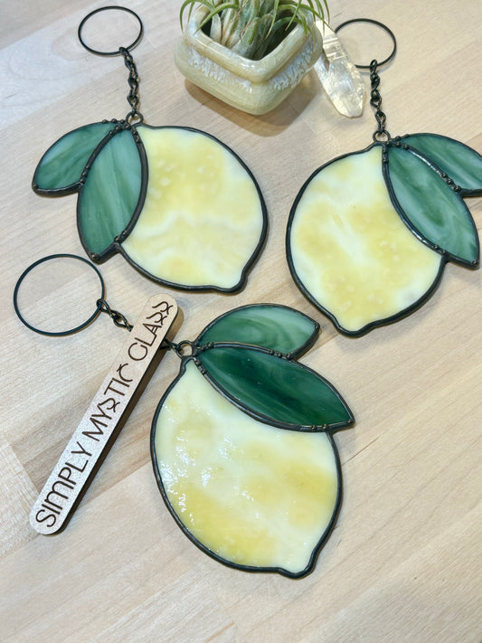 Lemon stained glass suncatcher