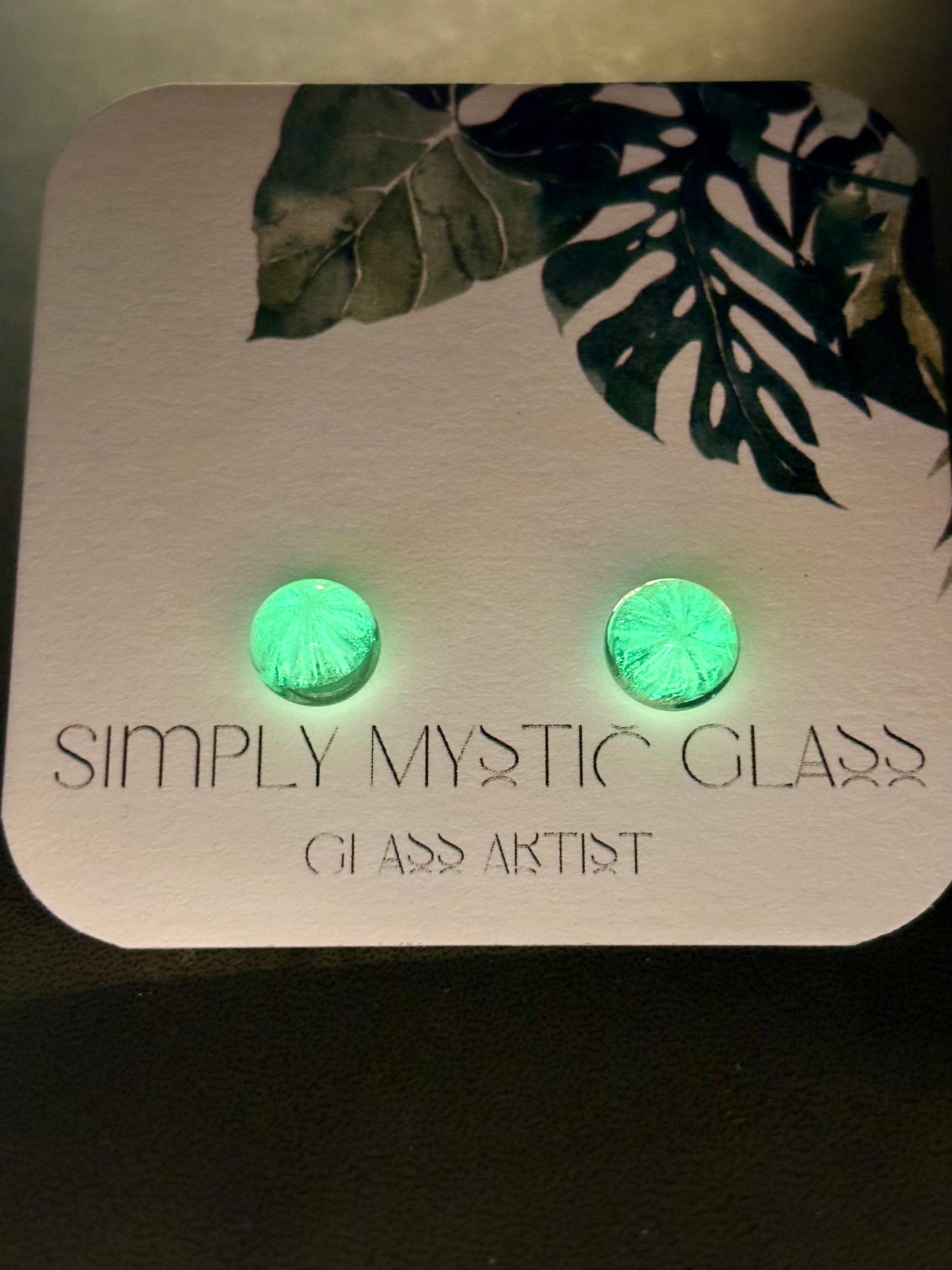 Glow in the dark glass earrings