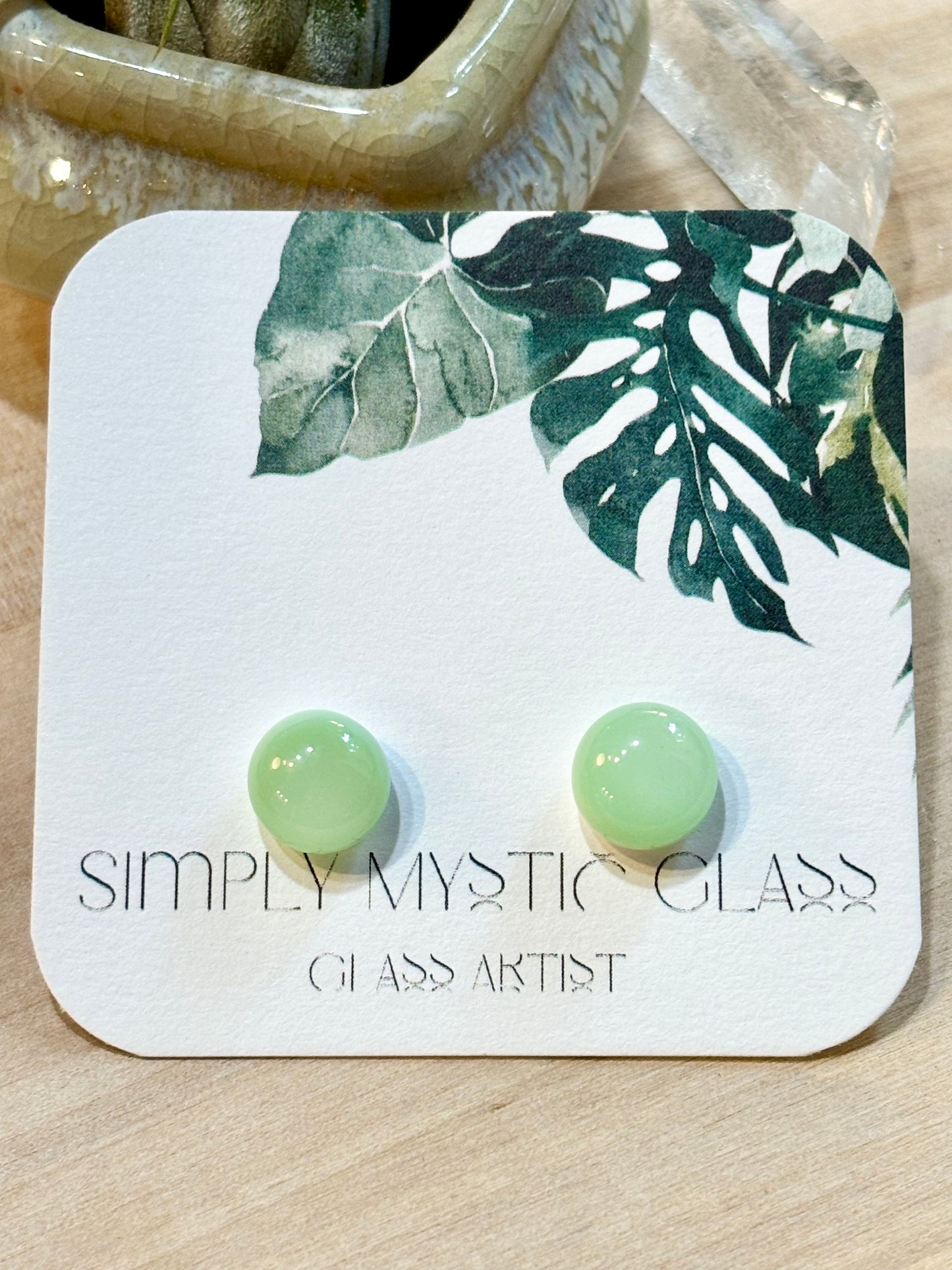 Mint green glass earrings