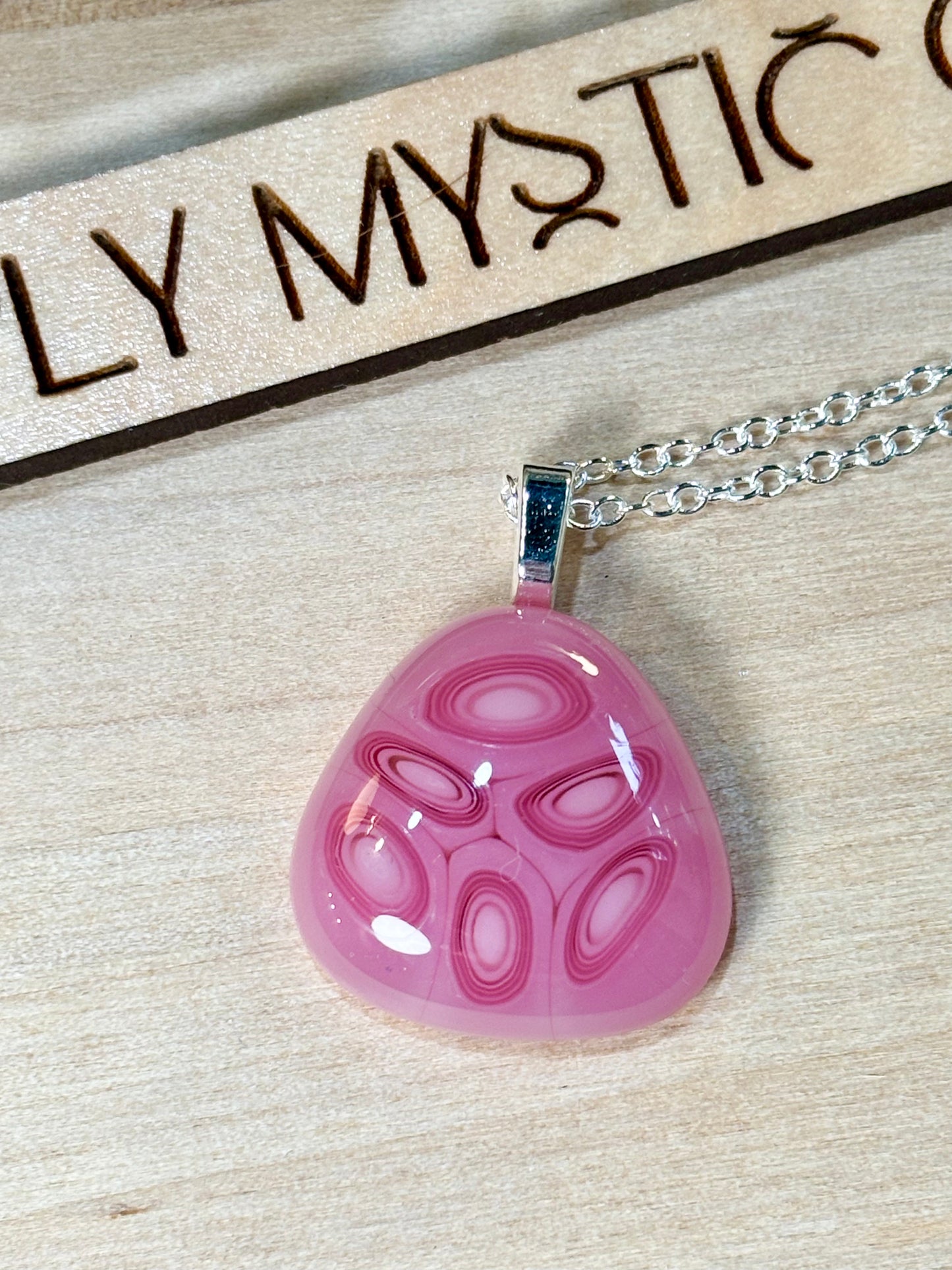 Pink glass necklace