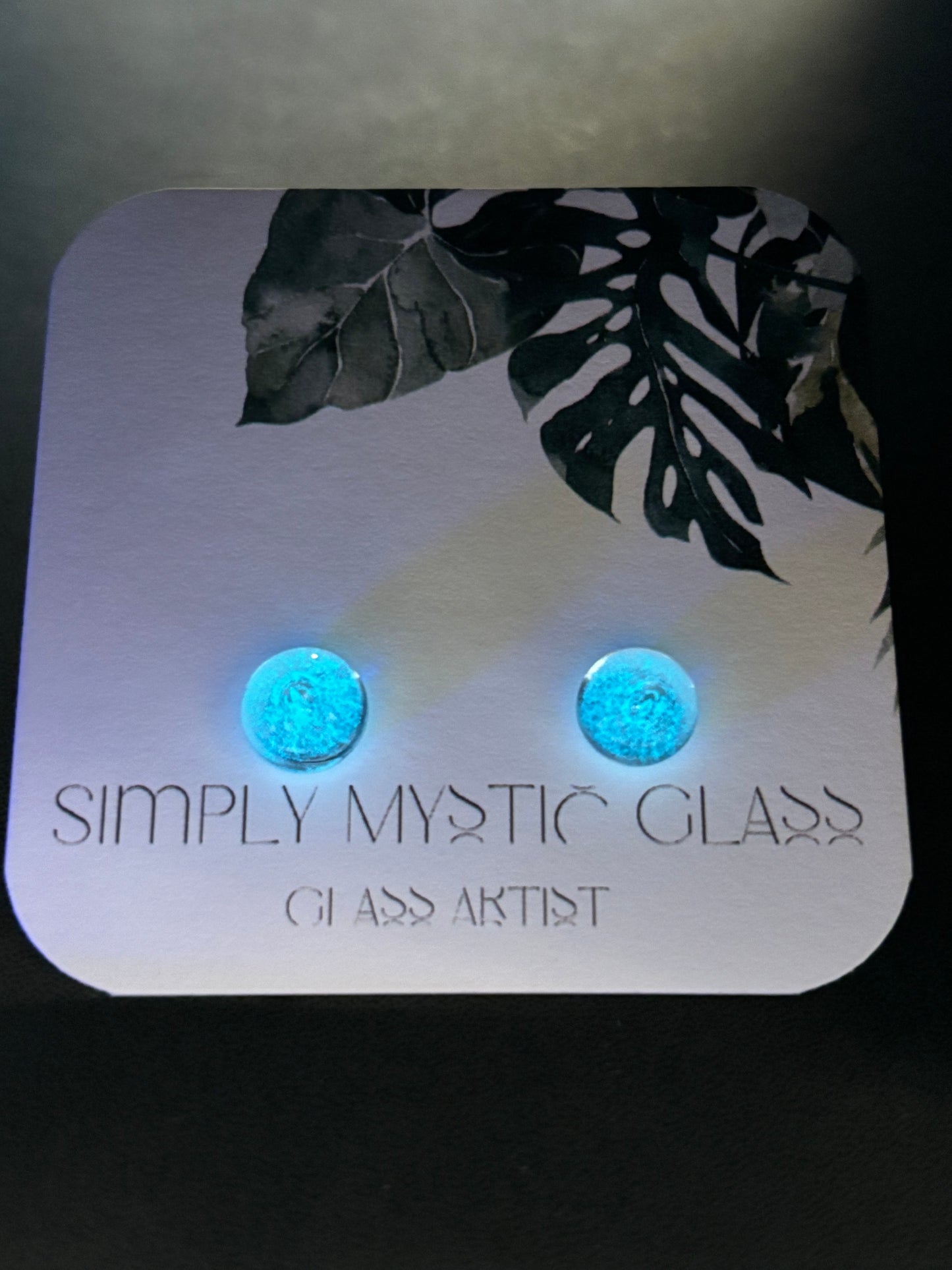 Glow in the dark glass earrings