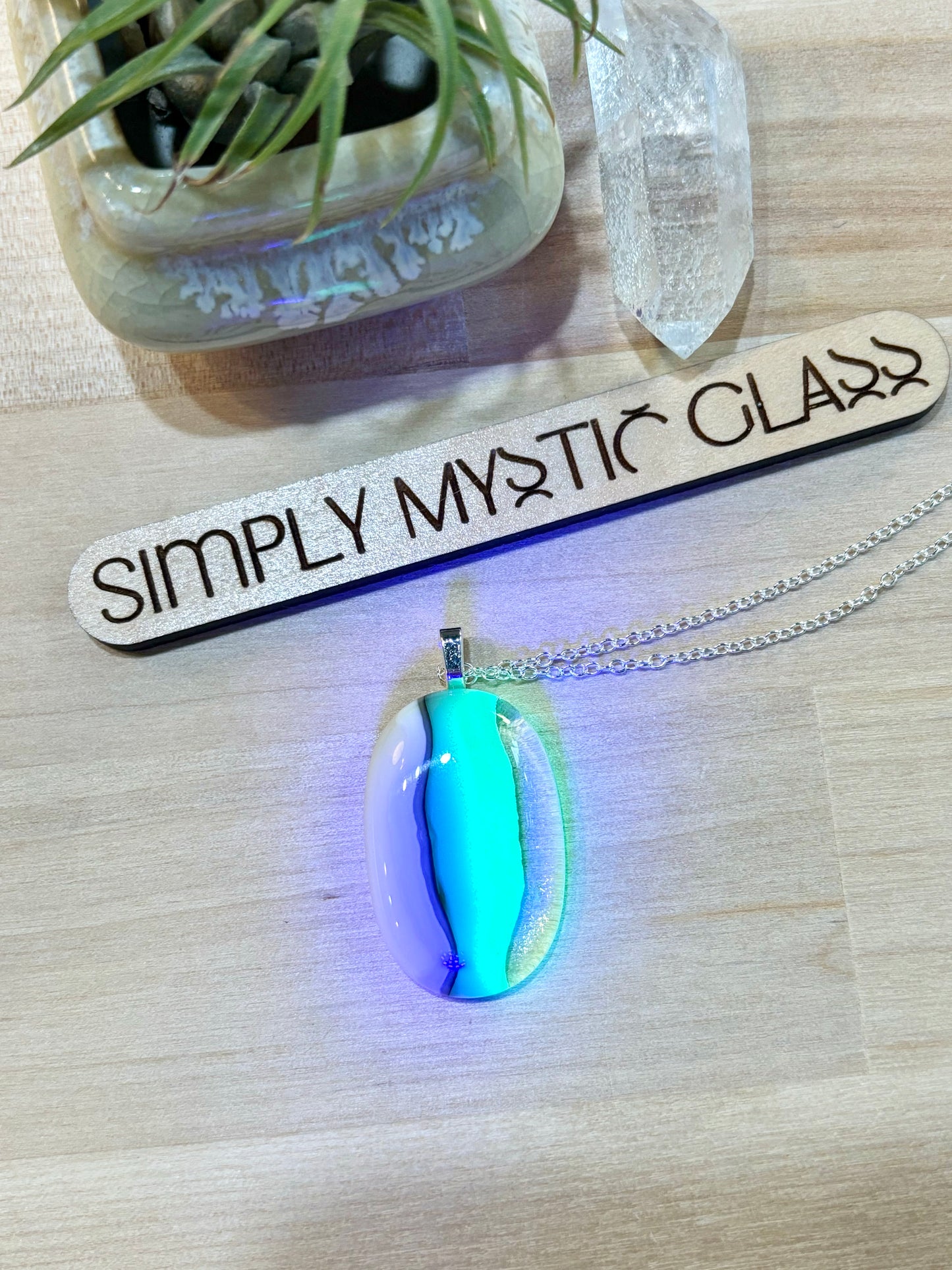 Glow in the dark glass necklace