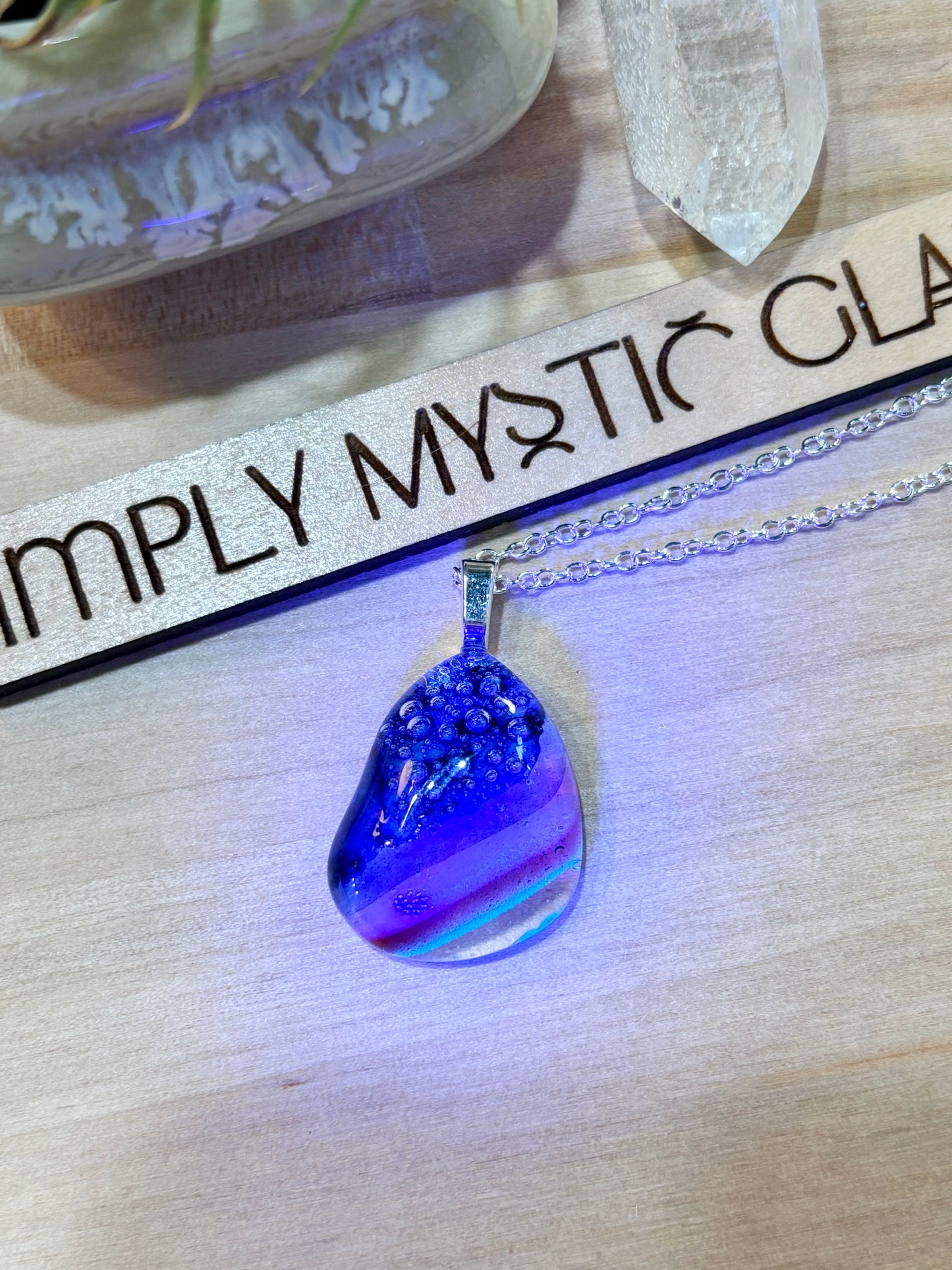 Glow in the dark glass necklace